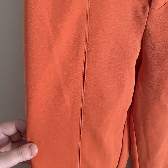 Zara Women XS Orange Stretch High Waist Front Slits Flare Pants Trousers - Picture 8 of 12
